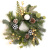 Plaid Ornament And Mixed Foliage Candle Ring 4 Inch