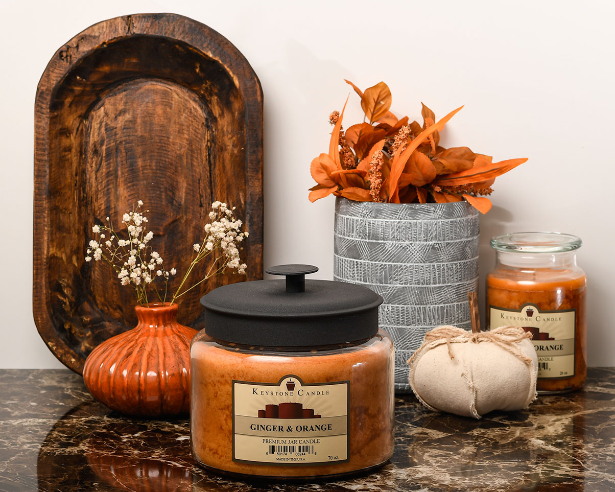 Fall decorations on a kitchen countertop