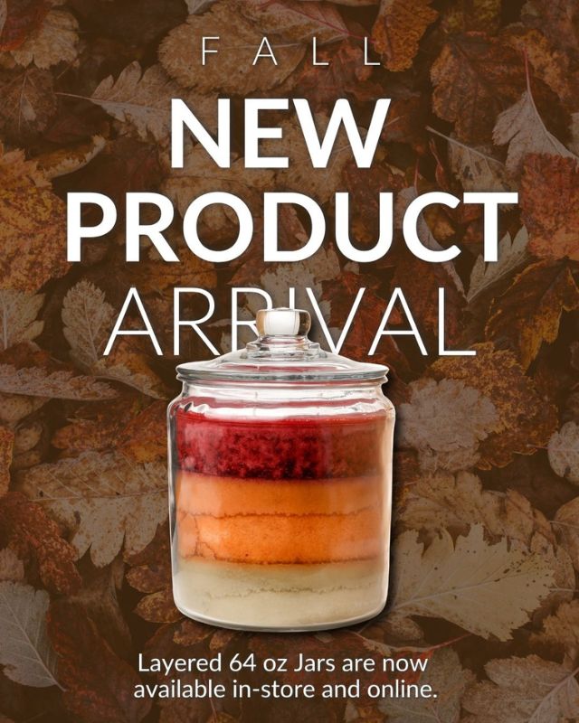 Fall layered 64 ounce jar candle announcement