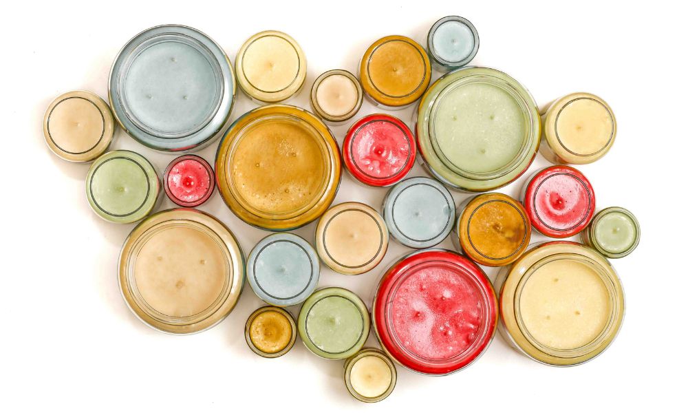 Flat lay of candles of various sizes