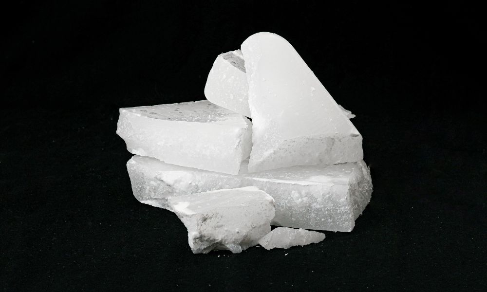 Pieces of fully refined paraffin wax